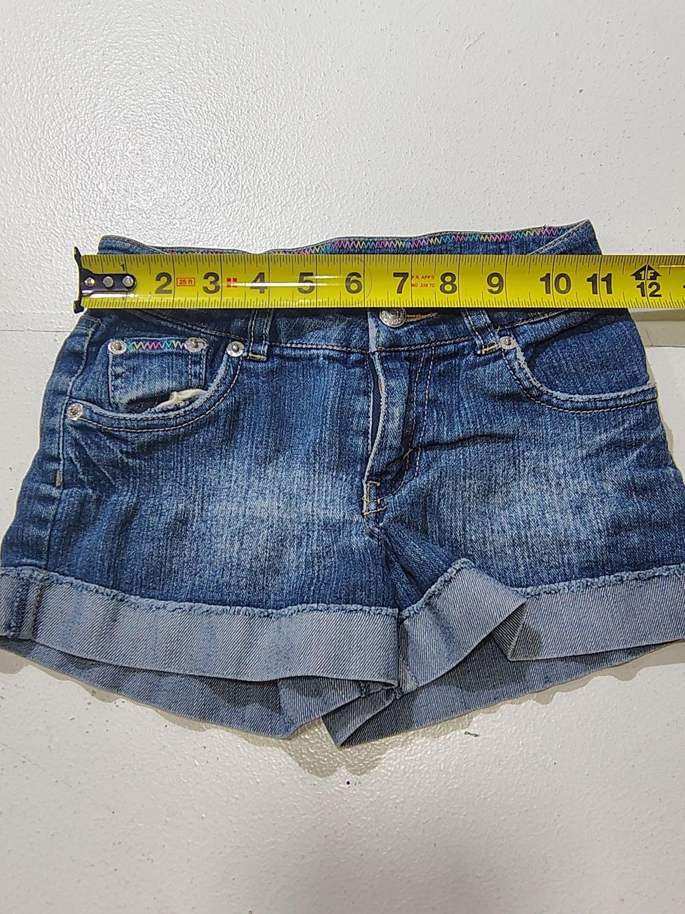 Levi's Strauss & Co Girls Denim Blue Shorts Size 6 Embroidered Logo Adjustable - Picture 3 of 12
